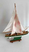 Wooden Model Yacht on Stand