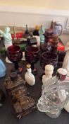 Collection of vintage figural glass bottles, goblets and statuettes (approx. 20 pieces)