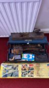 Toolbox of woodworking hand tools and Powerfix folding workbench