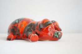 Anita Harris lying down pig signed in gold