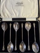 Cased set of silver spoons Preston's limited, Birm