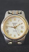 Tissot “PR 50”, two-tone stainless steel quartz wristwatch, white dial with gilt Roman numerals,