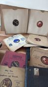 Collection of 78rpm shellac gramophone records in sleeves and album