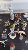 Mixed lot of porcelain, crystal and glass miniature figurines