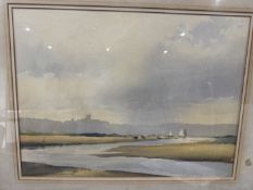 Original watercolour, rover & boat scene indistinc