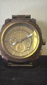 Fossil “Machine” chronograph wristwatch, model FS-4661, bronze-tone stainless steel case and link