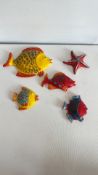 Italian hand-painted majolica fish and starfish wall plaques (5)