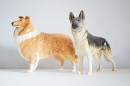 2 Beswick dogs German Shepherd & Collie dog
