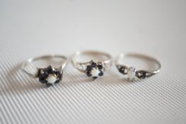 3 Silver/opal & assorted stone ring