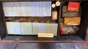1930s wooden tool chest with assorted hand tools