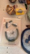 Group of assorted mineral and fossil specimens