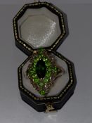 9ct gold filigree ring with green stone cluster 4.