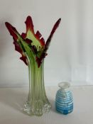 Large murano style retro vase together with a mdin