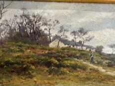 Possibly Victorian oil on canvas 'farmhouse' scene