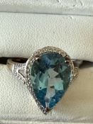 9k yellow gold swiss blue topaz & natural Cambodia