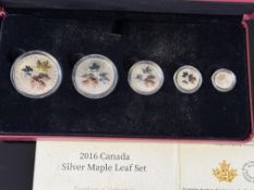 2016 Canada silver maple leaf set, 999 silver with
