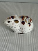Boxed royal crown derby bank vole with gold stoppe