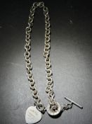 Tiffany & Co 925 silver necklace with T bar Weight