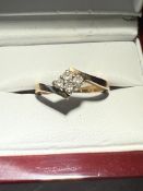 9ct Gold ring set 4 diamonds (0.25ct) Size M Weigh