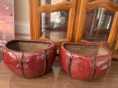 Pair of stoneware glazed planters