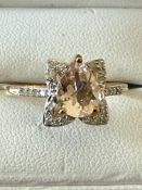 9k yellow gold AA morganite, Kanchanburi blue sapp
