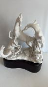 Lladro very large horse group No 1022 Height 56 cm including plinth (repair to 1 leg)