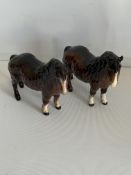 2 Brown Shetland pony's 1 Beswick & 1 Doulton