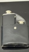 Twin flask with leather pouch