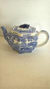Spode Copeland blue Italian pattern teapot with pre 1884 diamond lozenge