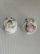 Pair of rare snowman & snow lady trinket boxes 199
