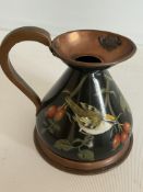 Hand painted copper cider jug with led trade mark