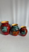 Poole Pottery â€œVolcanoâ€ graduated vases, set of three