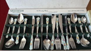 Royal Albert â€œOld Country Rosesâ€ Monogram Exclusive 45-piece stainless flatware set