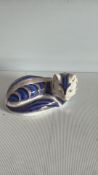 Royal Crown Derby Imari Gilt Blue Cat Paperweight