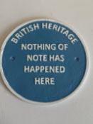 Cast iron British heritage sign (reproduction)