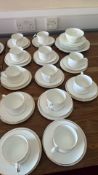 Royal Grafton First Loveâ€ gilt-rim tea trios and Coalport â€œSevresâ€ embossed bone-china