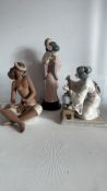 Group of three LladrÃ³ and Nao Spanish porcelain figurines