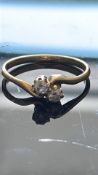 9ct Gold ring set with 2 diamonds, approx. diamond