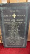WWI â€œBank Stâ€ Chapel Roll of Honour Bronze Plaque, 3ft7in x 2ft