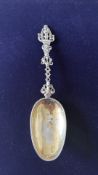 Rare Victorian silver loving/wedding spoon gilded