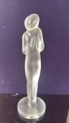 Signed Desna frosted glass figure of a nude lady
