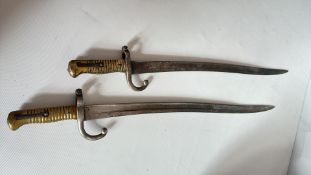 Two French M1866 Chassepot yataghan bayonets