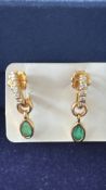 18ct Gold emerald & diamond earrings