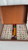 Mahjong tile and counter set in fitted case