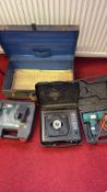 Assorted toolbox, camping stove and electric drill (4 pcs)