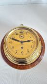Barkers Kensington brass shipâ€™s bulkhead clock, c.1920