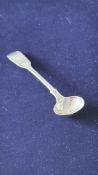 Victorian silver condiment spoon with monarchs hea