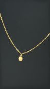 9ct Gold chain with single pearl pendant Weight 3.