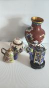Four Chinese cloisonnÃ© enamelwares
