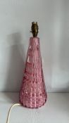 Murano, with original label, pink bullicante glass table lamp base